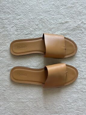 Madewell The Boardwalk Post Slide Sandal 9.5 Desert Camel